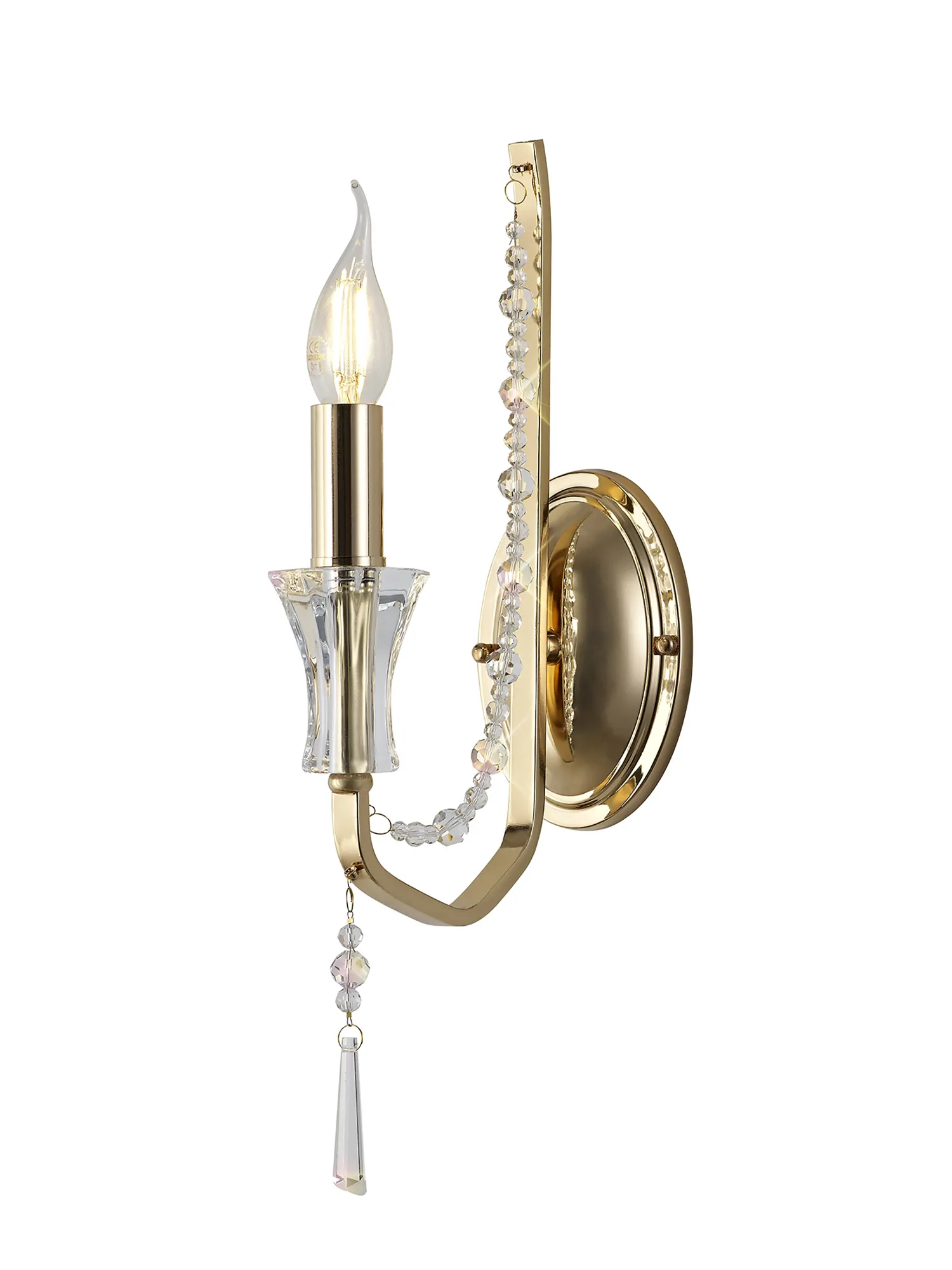 Armand French Gold Crystal Wall Lights Diyas Armed Wall Lights